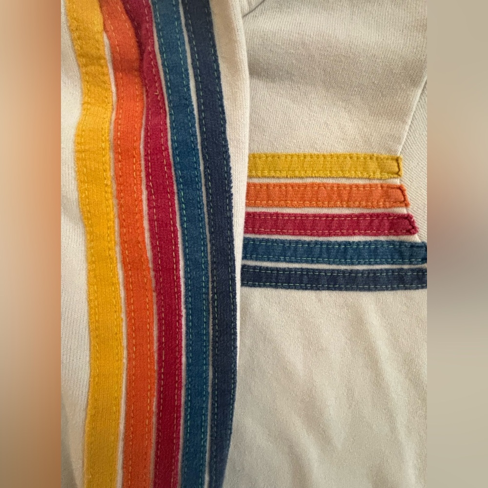 Aviator Nation Unisex Vintage White Rainbow Stripe Zip Hoodie (S) & Sweats (XS) - Picture 4 of 13